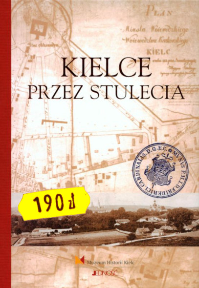 Kielce przez stulecia - mała okładka z metką